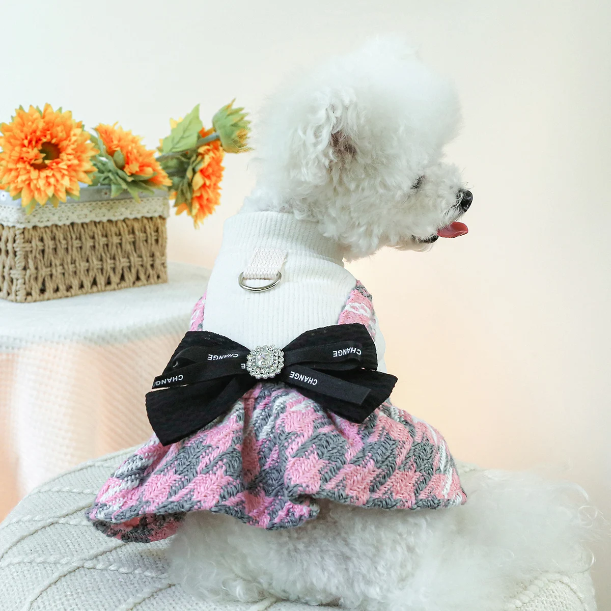 Dog Clothes Accessories Classic Plaid Dress For Medium Dog Chihuahua Autumn Winter Puppy Cat Pet Soft Warm Costume Pet Supplies