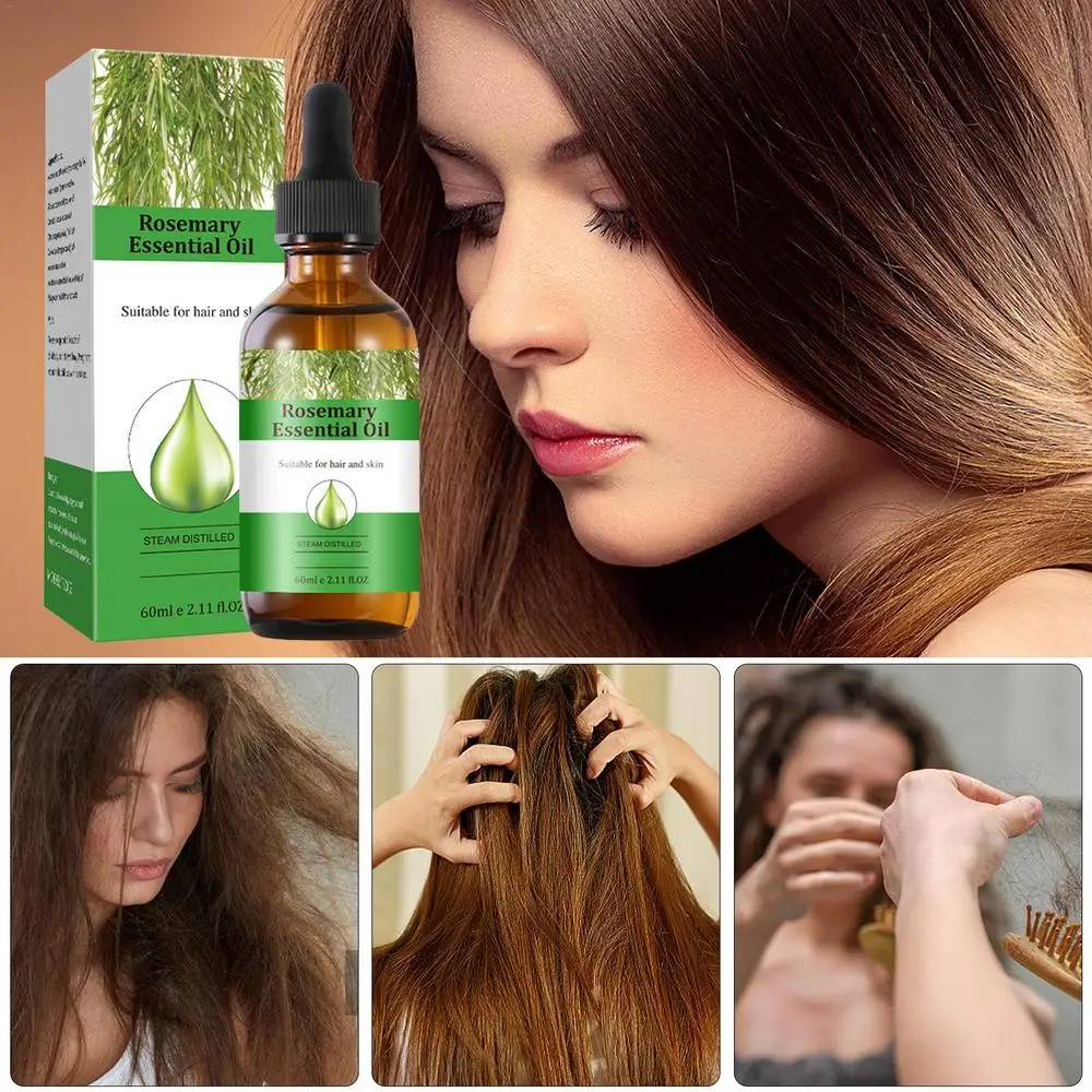 60ml Rosemary Hair Growth Oil Rosemary Anti Hair Loss Regrowth Moisturizing Repair Anti Baldness Fast Hair Growth Serum Oil