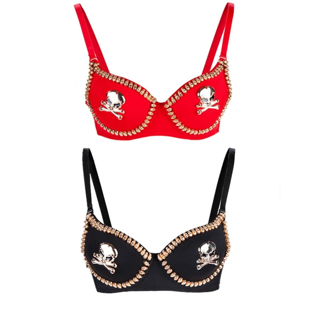 Sexy Gold Metal Skeleton Studded Soutien Gorge Push Up Bra Big Size Women  Bralette Bras Underwire Gothic Punk Lingerie Clubwear - AliExpress