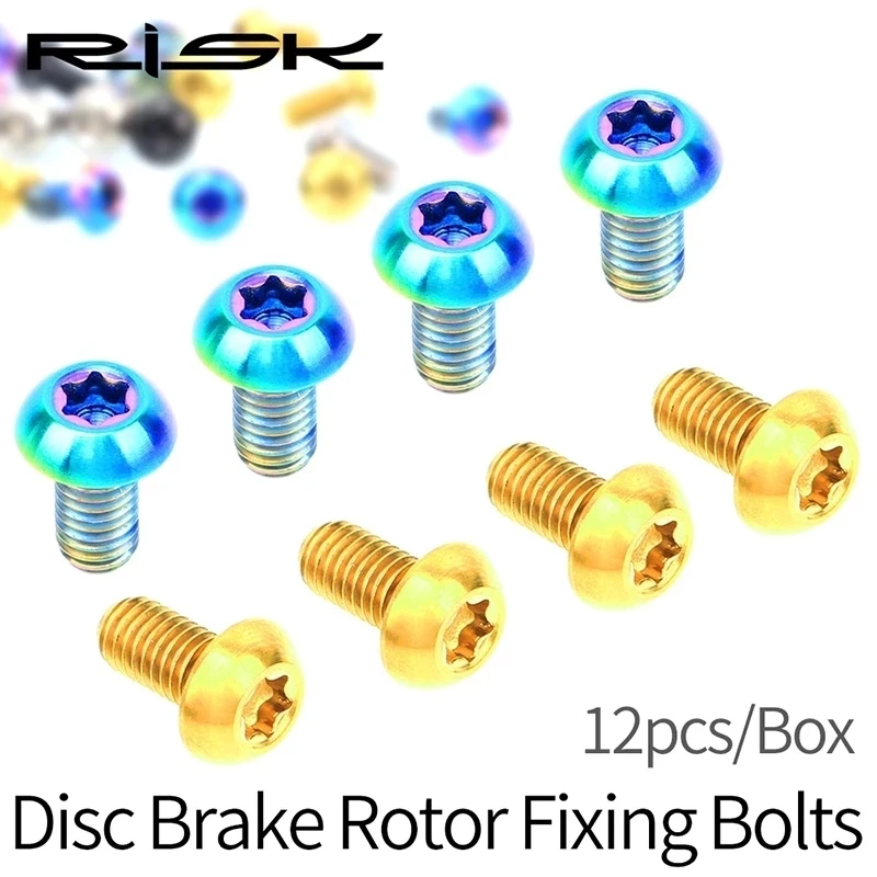 12pcs M5*10mm T25 Ti Disc Brake Rotor Bolts for MTB Bicycle Road Bike Titanium Torx Rotor Screw for Avid Sram Ultralight