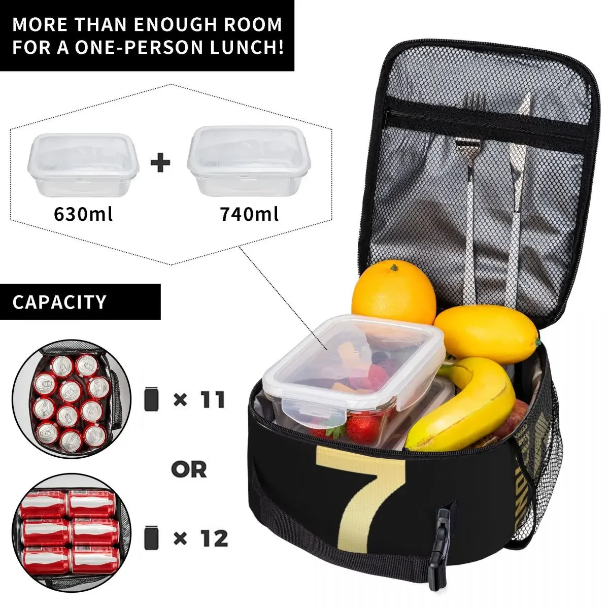 CR7 Cristiano Ronaldo Lunch Bags Insulated Lunch Tote Waterproof Bento Box Resuable Picnic Bags Large Capacity Thermal Bag