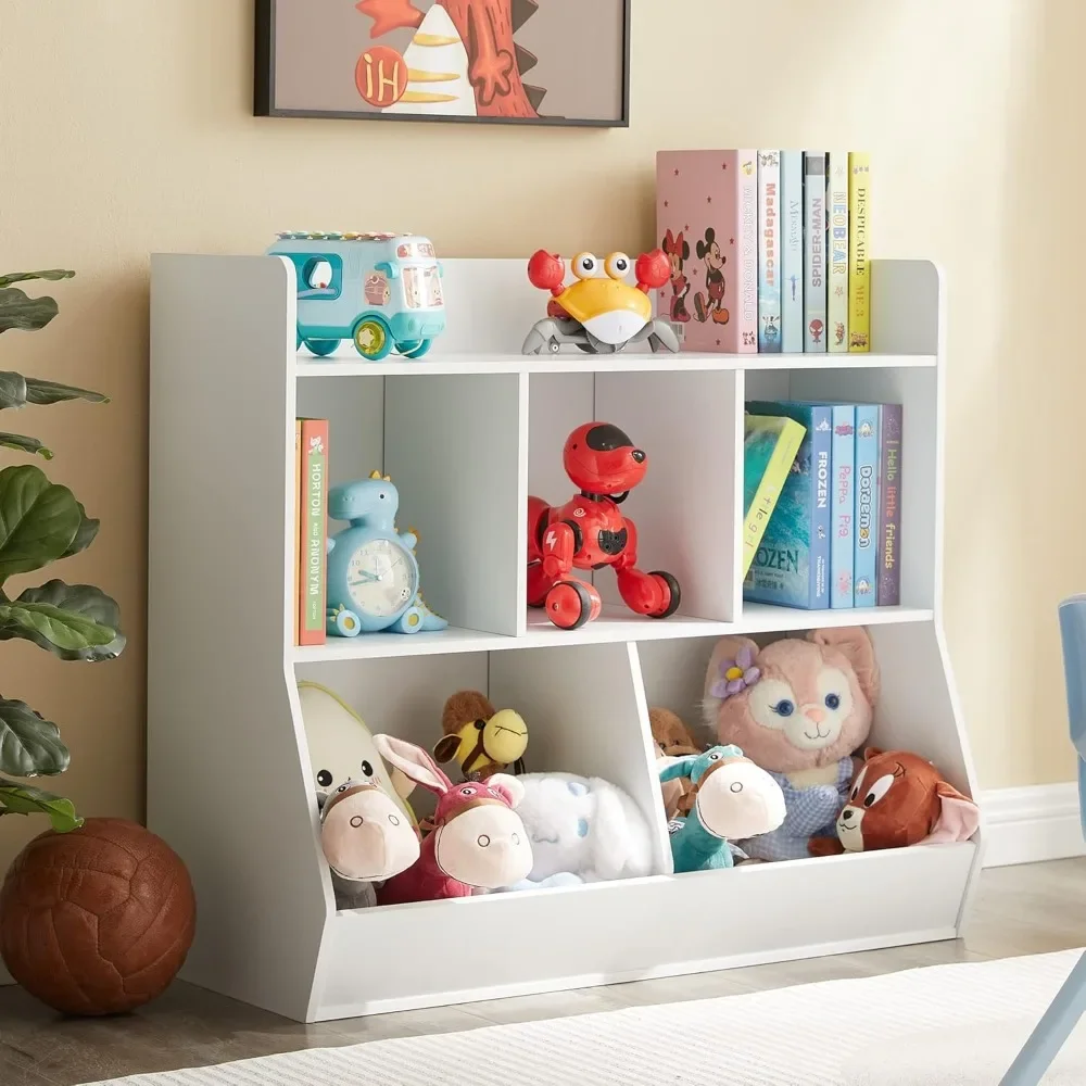 Toy Storage Organizer with Bookshelf, 5-Cubby Children's Toy Shelf, Storage Cabinet, Suitable for Children's Room, Playroom