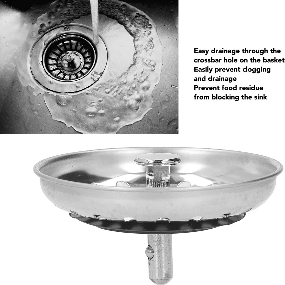 Kitchen Sink Filter Stainless Steel Hole Bathtub Drain Hair Catcher Stopper Sewer Strainer Basin Waste Plug No Clog Filter