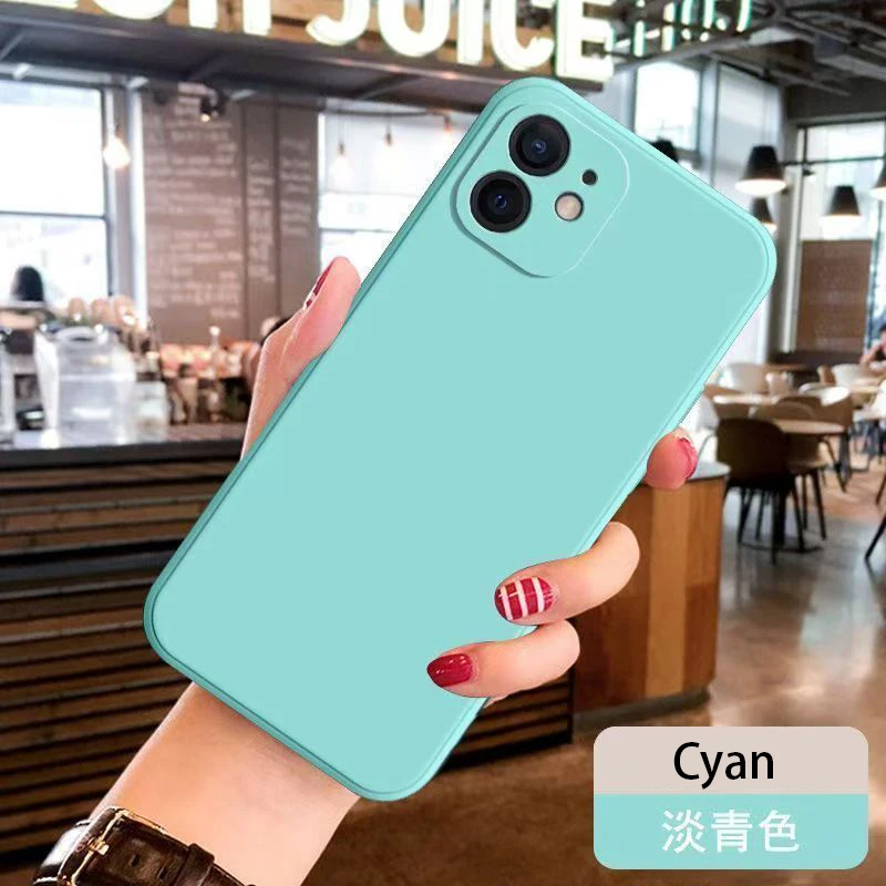 Sleek Matte Square Silicone Phone Case with Camera Protection