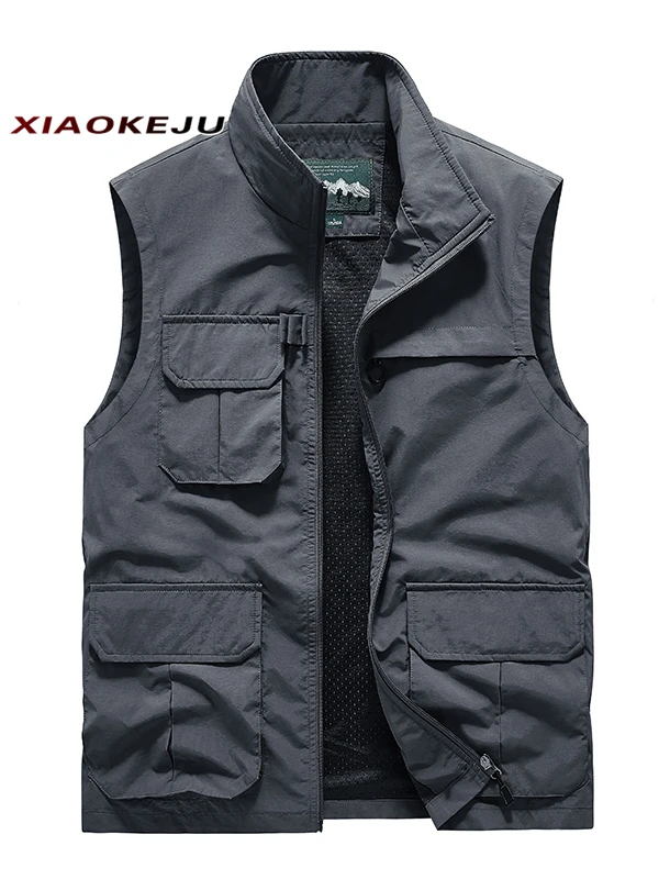 and Mens Jackets Coats Sleeveless Jacket Spring Embroidered Vest Multi-pocket Men's Hunting Denim Summer Mesh Jumper MAN Coat