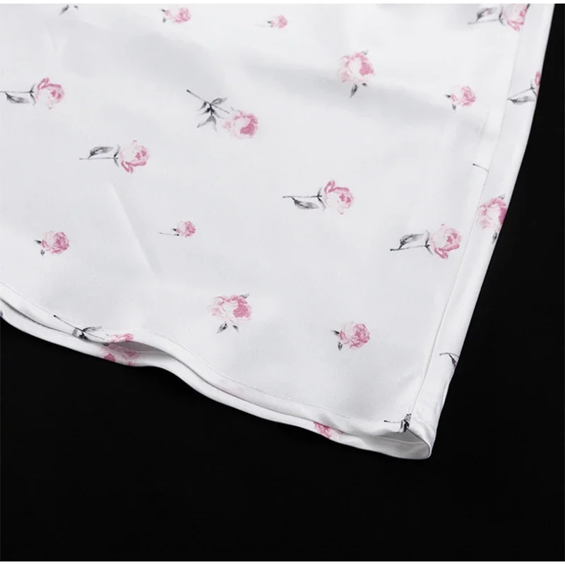 Damen-Maxikleid mit Blumendruck, V-Ausschnitt, kurzen Ärmeln, geraffter Taille, Meerjungfrauenkleid, lässig, Urlaub, Streetwear, modisches Damenkleid – Detail 10