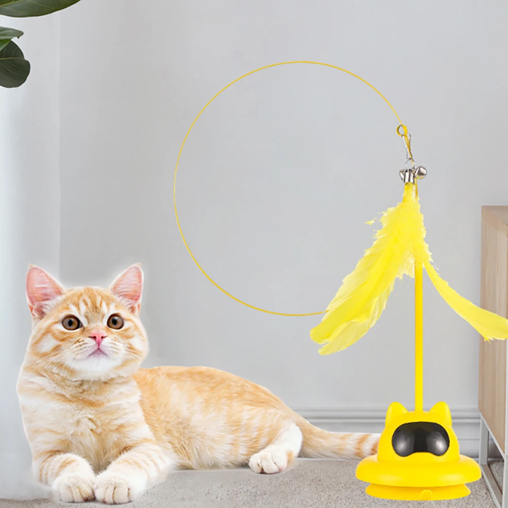

Cat Interactive Toys Feather Teaser Wand With Suction Cup Stick Toys For Kitten Indoor Exercise Pet Supplies