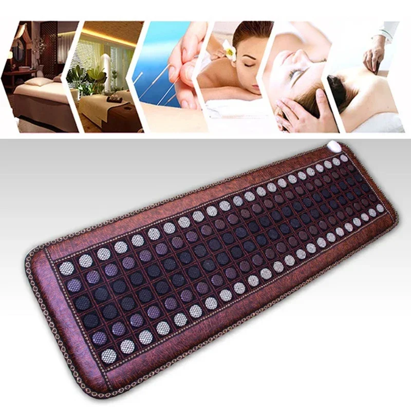 Brown Jade Heating Mat With Heat Therapy of Stones Tourmaline-Negative Ions-Mesh Mat With Adjustable Timer & Temperature
