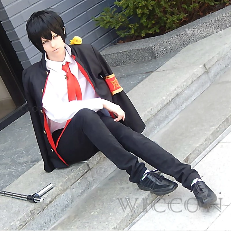 

Anime Hitman Reborn Cosplay Costume Hibari Kyoya Cosplay Costumes Halloween Clothes For Men Uniform Coat With Pants