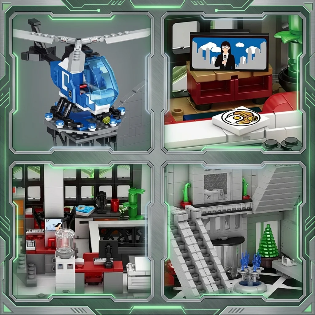 Spider-Films Oscorp Helden-Turm Bausteine mit Licht, Stadt-Klassiker Modulares Montagemodell-Set, Kreative Spielzeuge und Geschenke ﻿ 6375 Stück – Detail 6