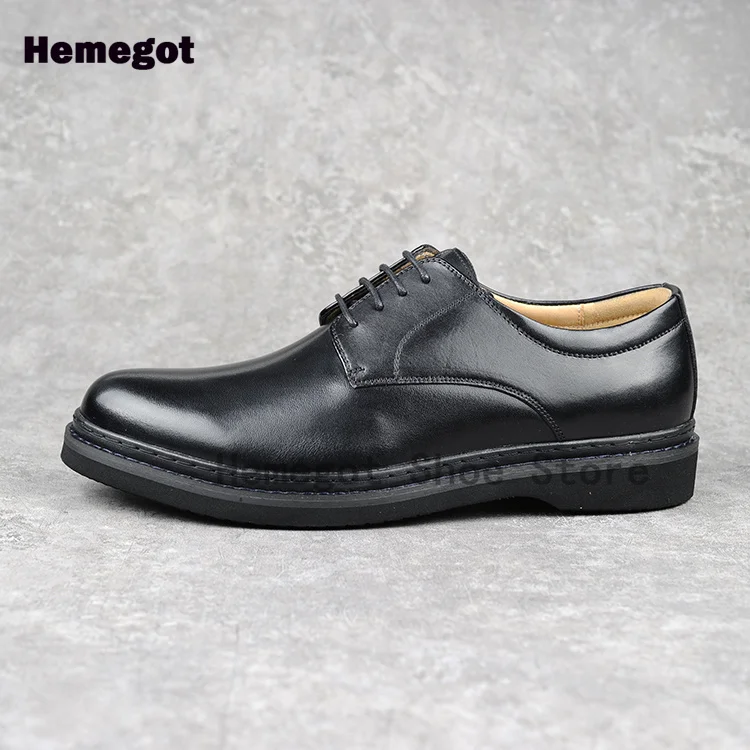 Men's Black Leather Dress Shoes British Style Business Lace Up Handmade Casual Plus-Size