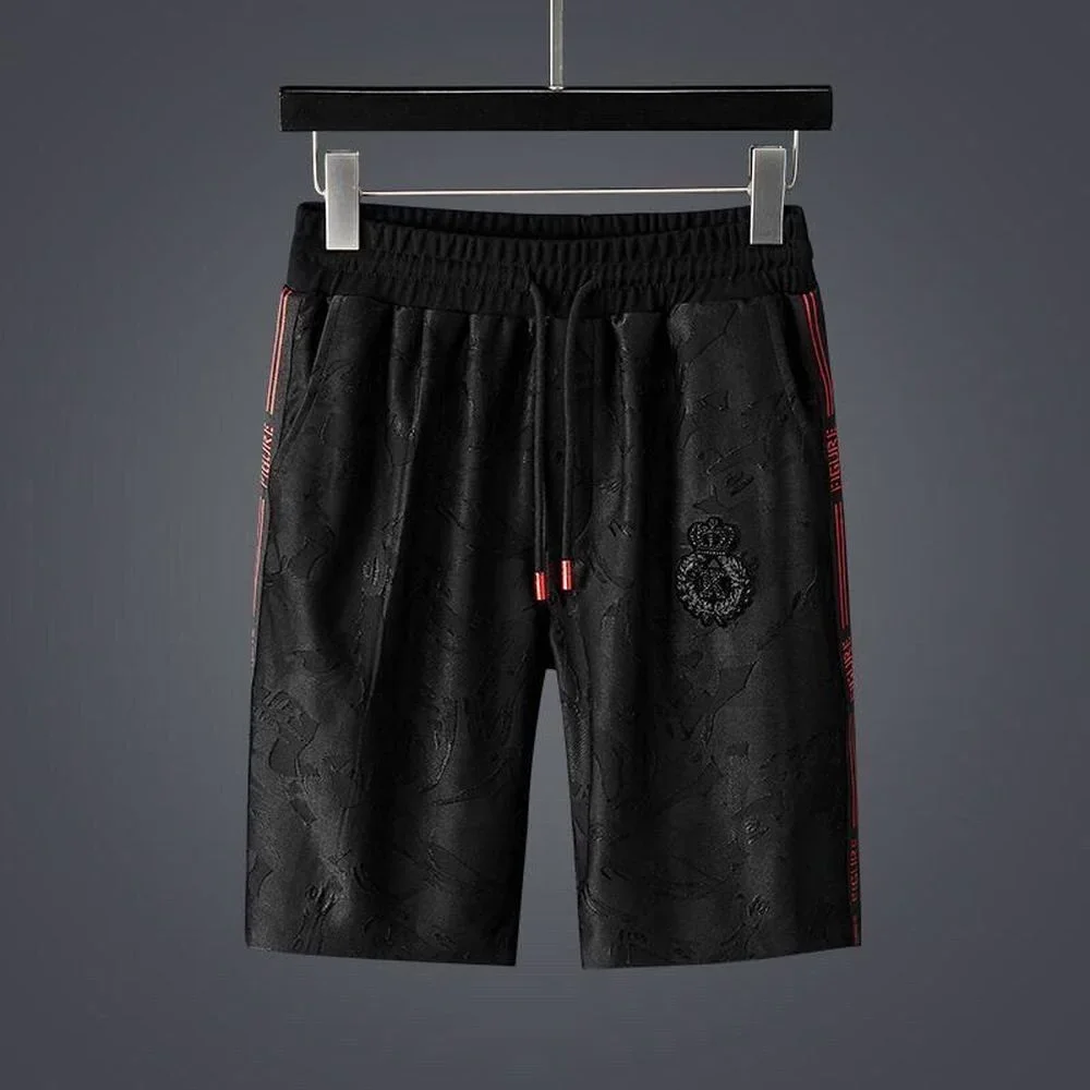 Men Sets High-quality High-end Light Luxury Brand New Summer Fashion Brand Jacquard Hot Drilling Leisure Sports Two Joggers Set