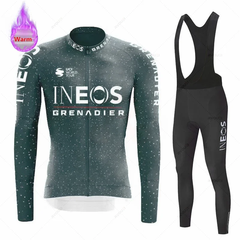 Ineos Grenadier Winter Cycling Jersey Set Ropa Ciclismo Thermal Fleece Bicicleta Clothing MTB Bicycle Uniform Road Bike Clothes
