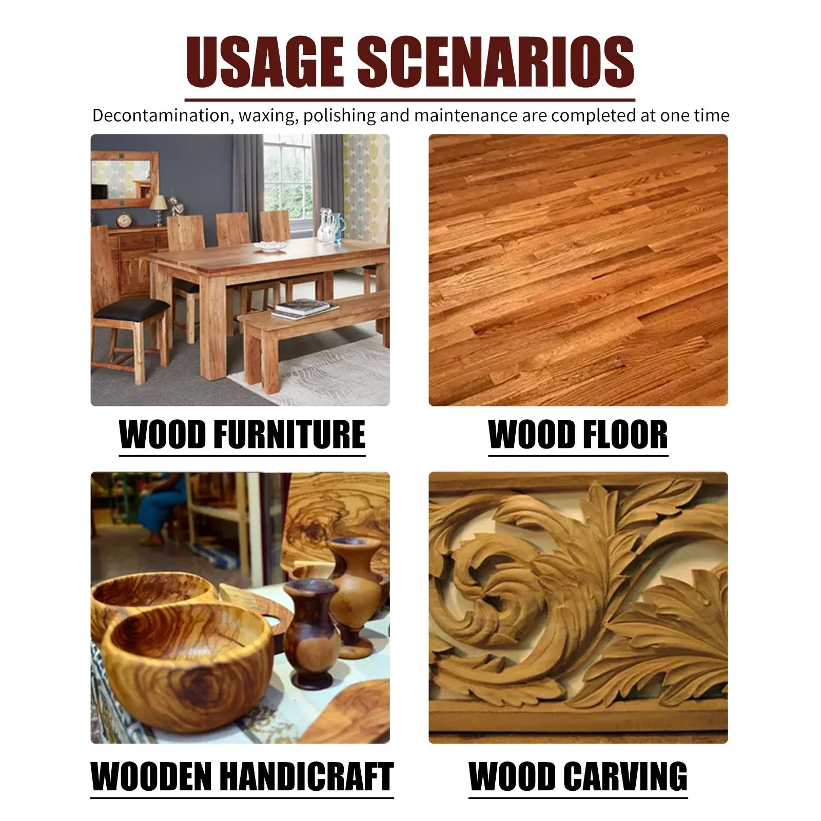 Wood Cleaner & Polish Wax 100g Floor Wood Cleaner with Brush Furniture Anti Corrosion Polishing Aent Was