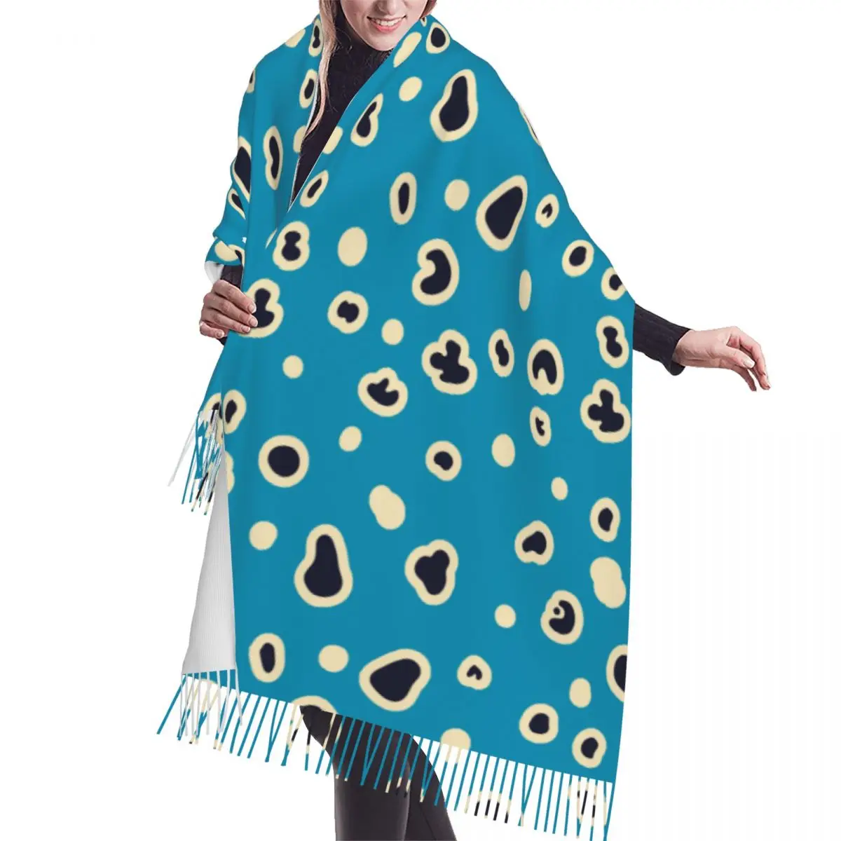

Leopard Flat Pattern Tassel Scarf Women Soft Fashion Versatile Female Shawl Wrap Lady Winter Fall Scarves