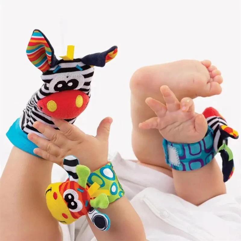 Baby-Handgelenkrasseln, Tier-Socken für Neugeborene, Fußfinder-Handgelenksriemen, sensorisches Spielzeug für Babys (0-12 Monate), Geschenk_voghion.com