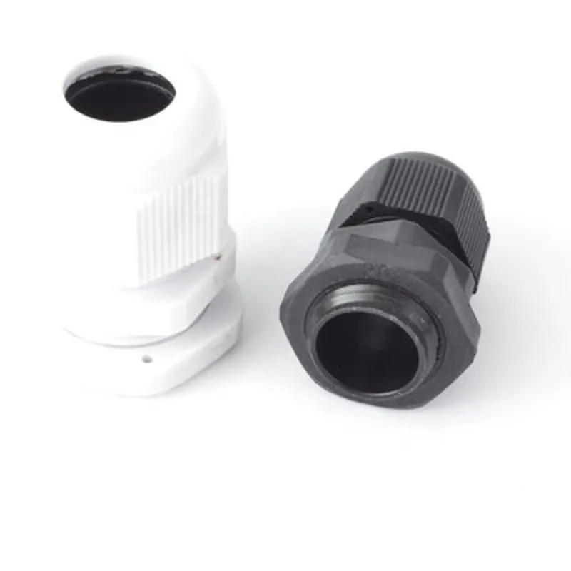 Waterproof Nylon Plastic Cable Gland Connector IP68 PG7 PG9 PG11 PG13.5 PG16 White Black 10Pcs