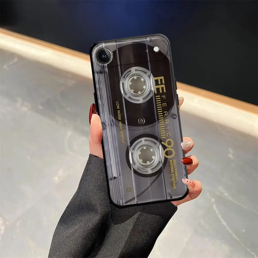 Vintage Cassette Tape Soft Phone Cover - Black