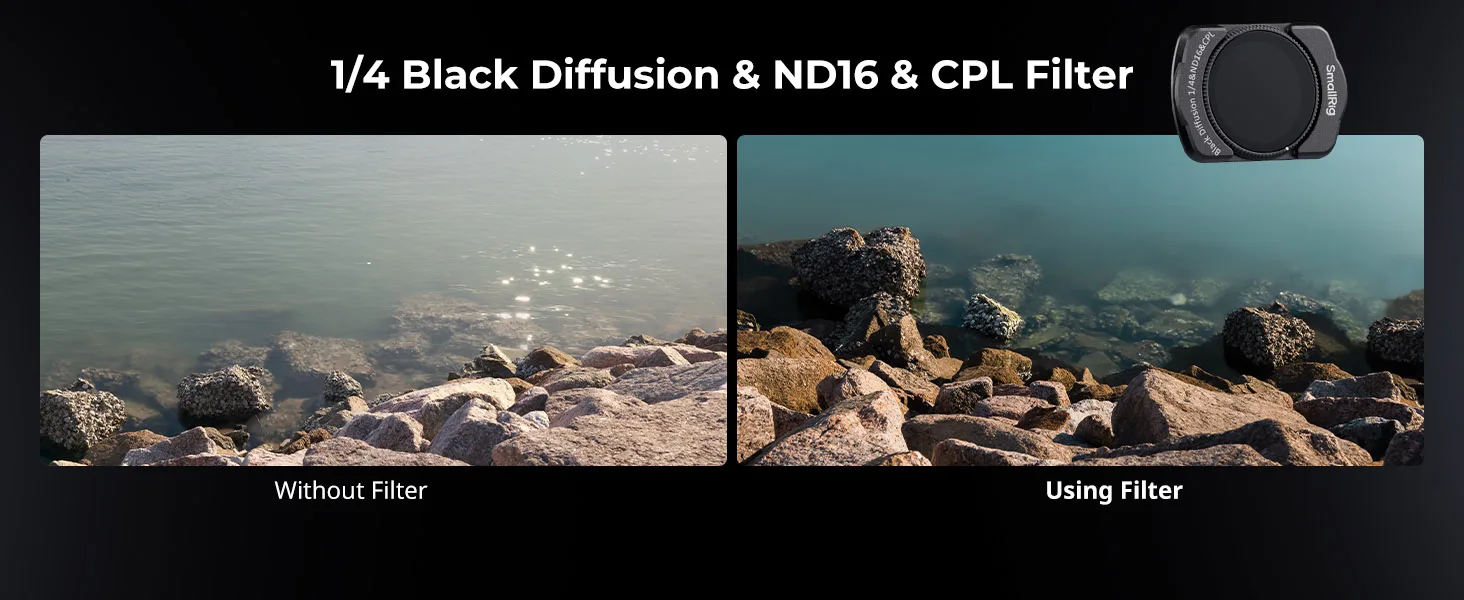 Magnetic Multifunctional 1/4 Black Diffusion & ND16 & CPL Filter Kit for DJI Os