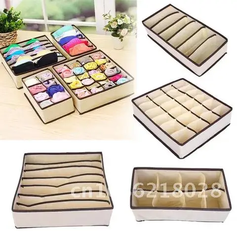 

Underwear Bra Storage Box Organizer 2021 New Beige Drawer Closet Organizers Boxes For Underwear Scarfs Socks Bra