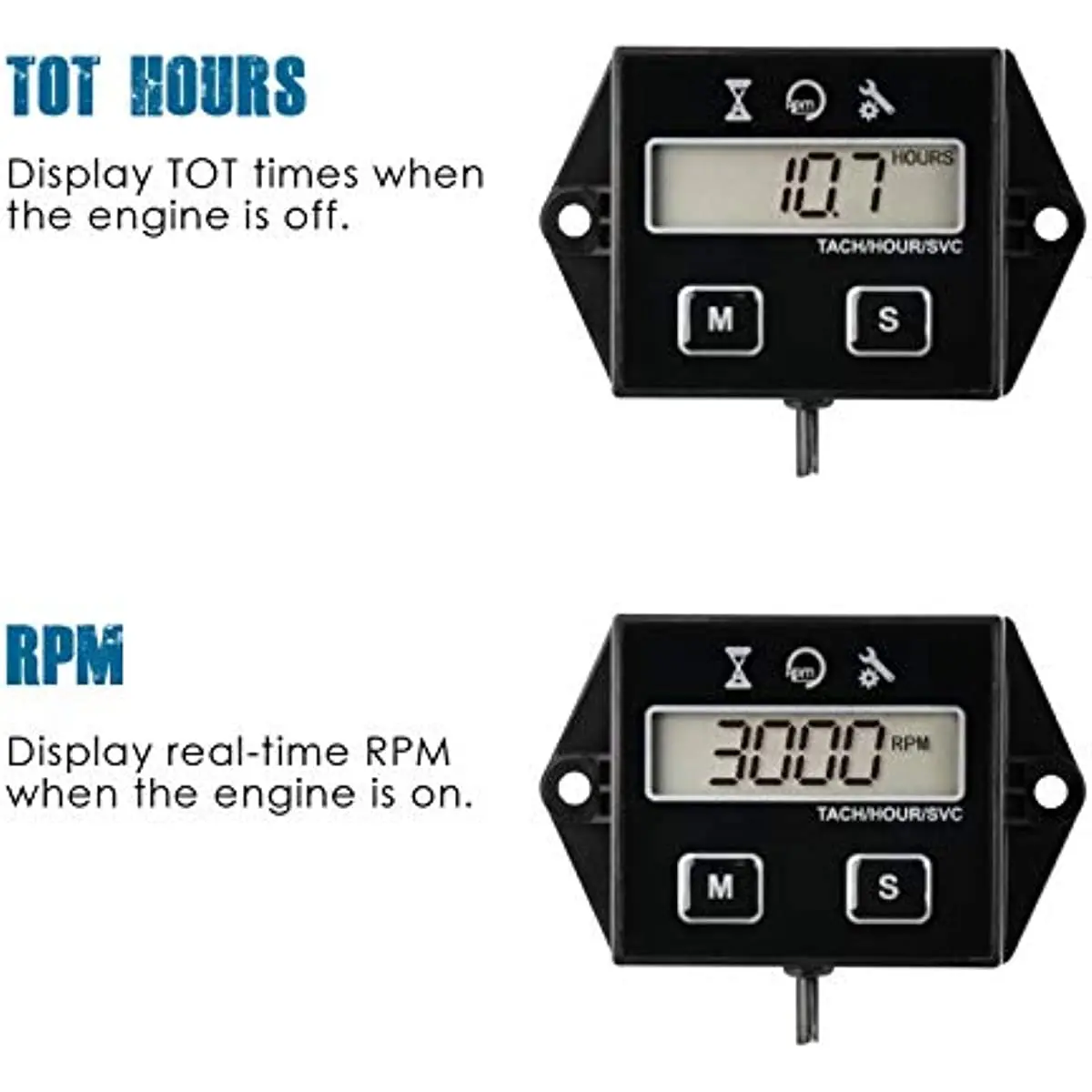 Runleader Digital Hour Meter Tachometer, Maintenance Reminder, User  Shutdown, Use for Lawn Mower Outboard ATV Motor Snowmobile AliExpress