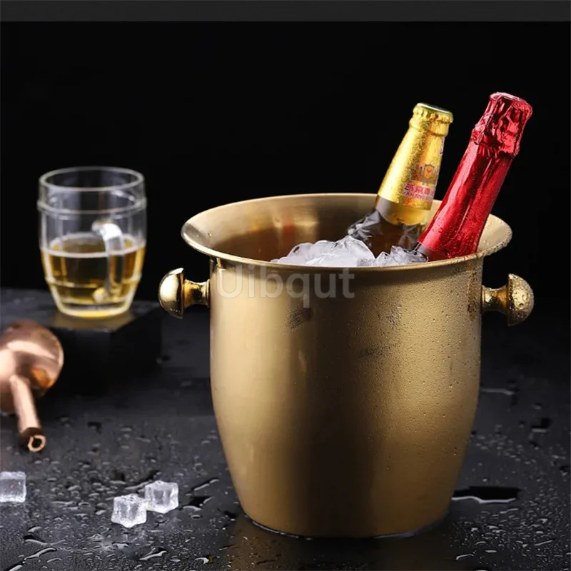 Gold stainless steel Ice Bucket Wine Cooler Whisky Chiller Barware bar tool Champagne Buckets wine bottle cooler beer bucket
