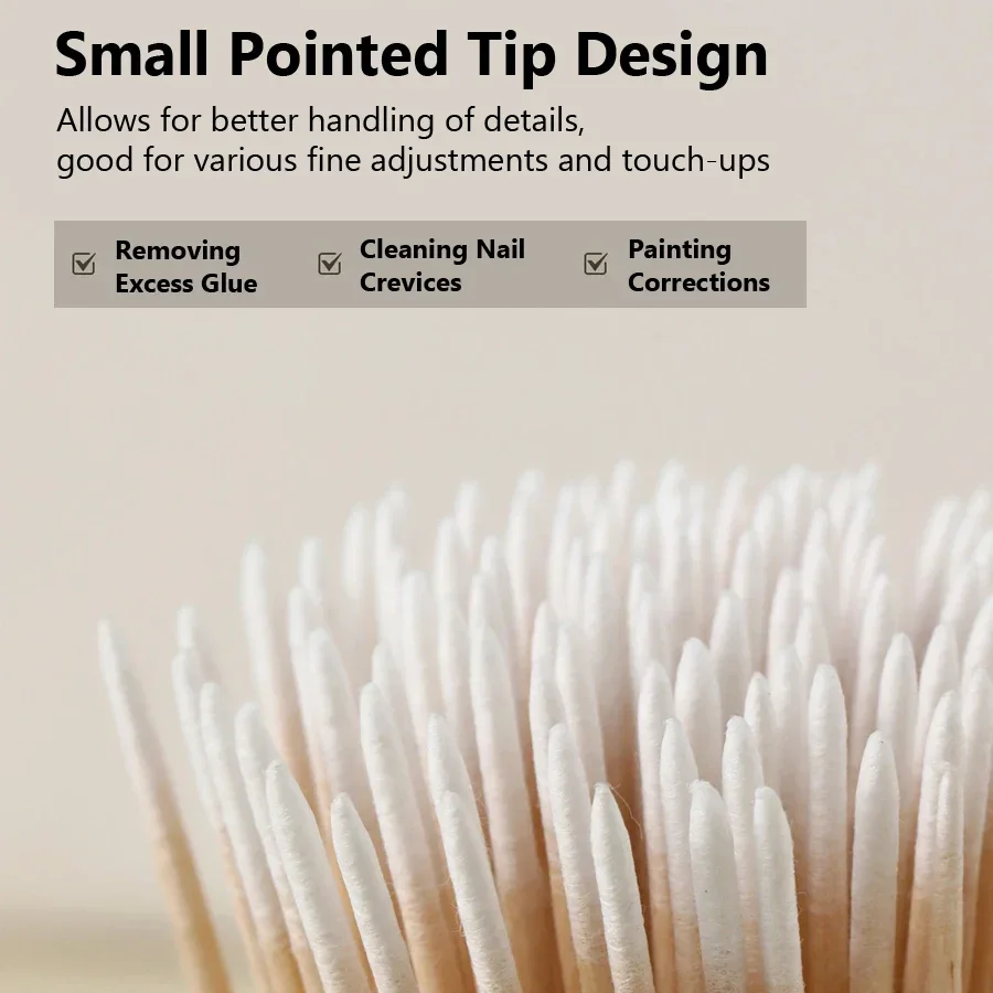 Double-ended Cotton Swabs Fine Pointed Tips Nail Art Makeup Eyeliner Correction Beauty Tools 100Pcs