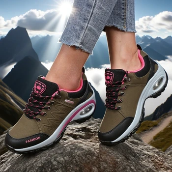 Women's Platform Shoes Waterproof Classic Color Outdoor Hiking Shoes Fashionable Anti Slip Casual Low Top Camping Women Sneakers 6