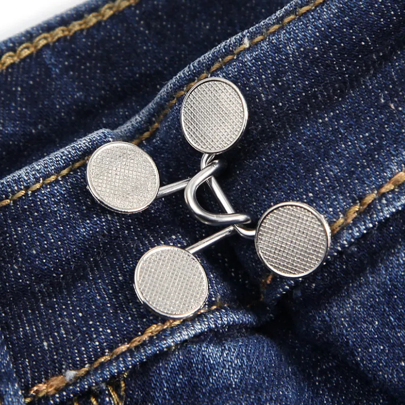 6 Pcs White Jean Button Pins Gold Pearl Jean Clips Pin Adjustable