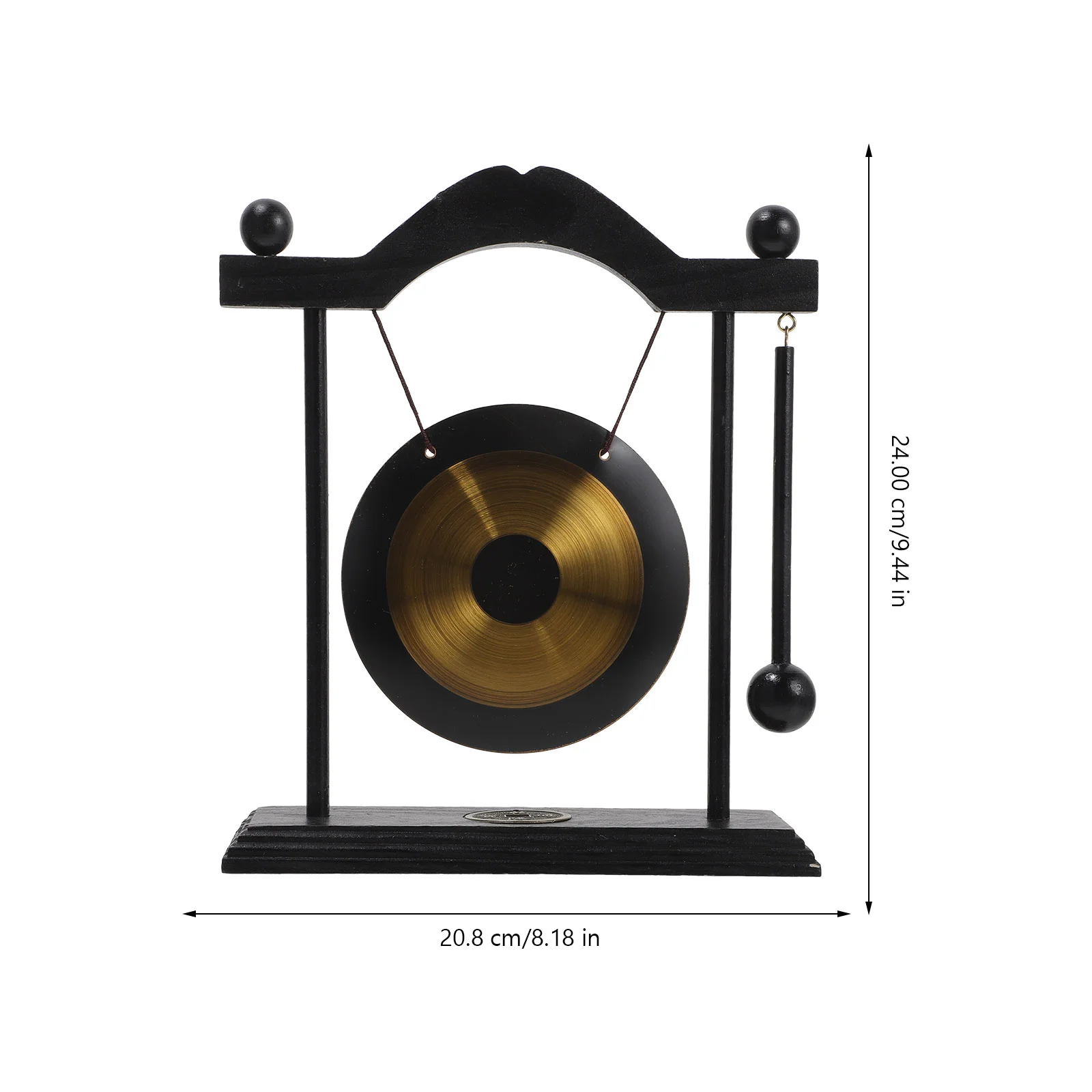Brass Wood Frame Copper Gong Desk nament Home Desktop Decor Vintage Gong Craft Non Fading Musical Instruments Desktop Metal