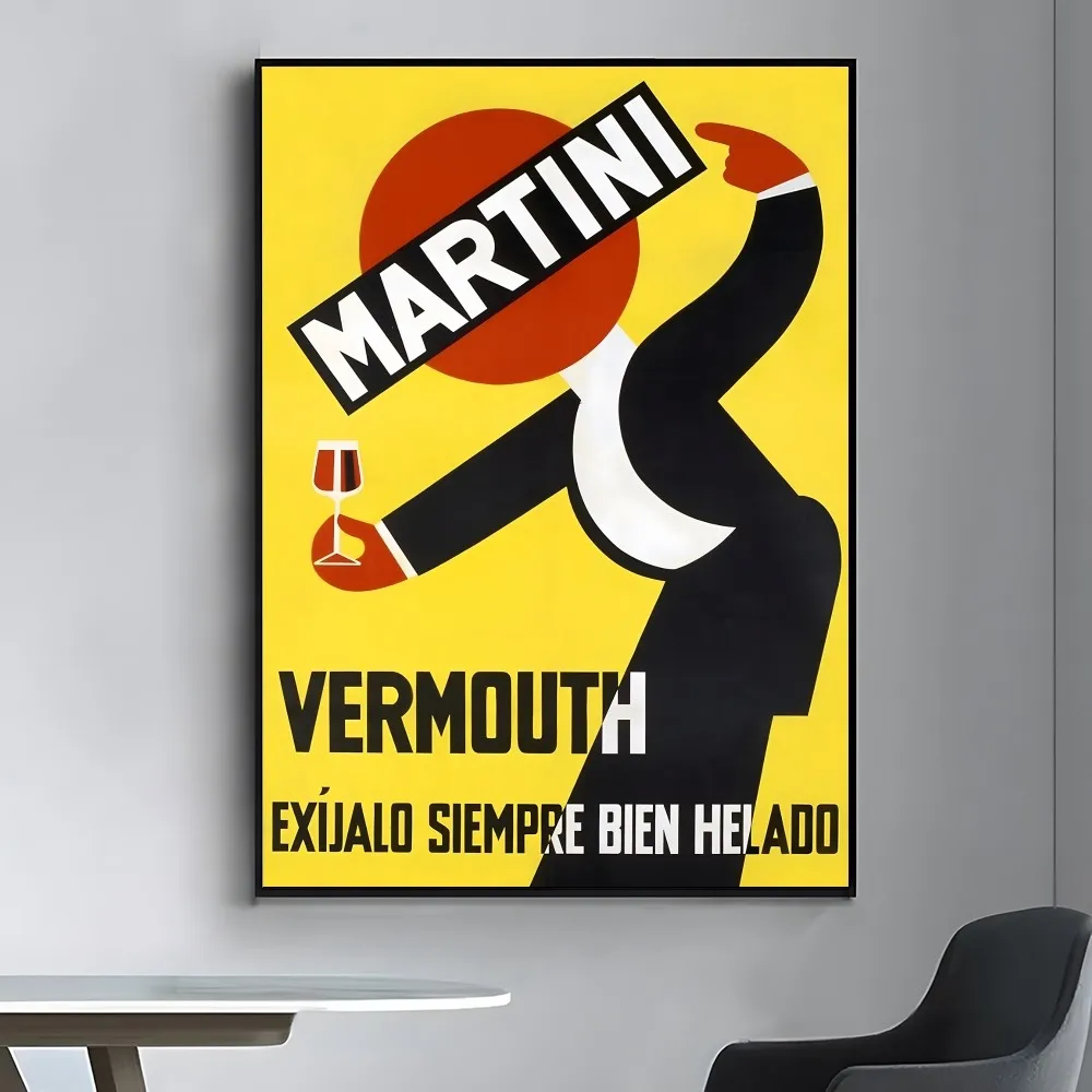 

Martini Art Poster Poster Vintage Kraft Paper High Quality Home Room Cartoon Art Print Wall Sticker Decoration