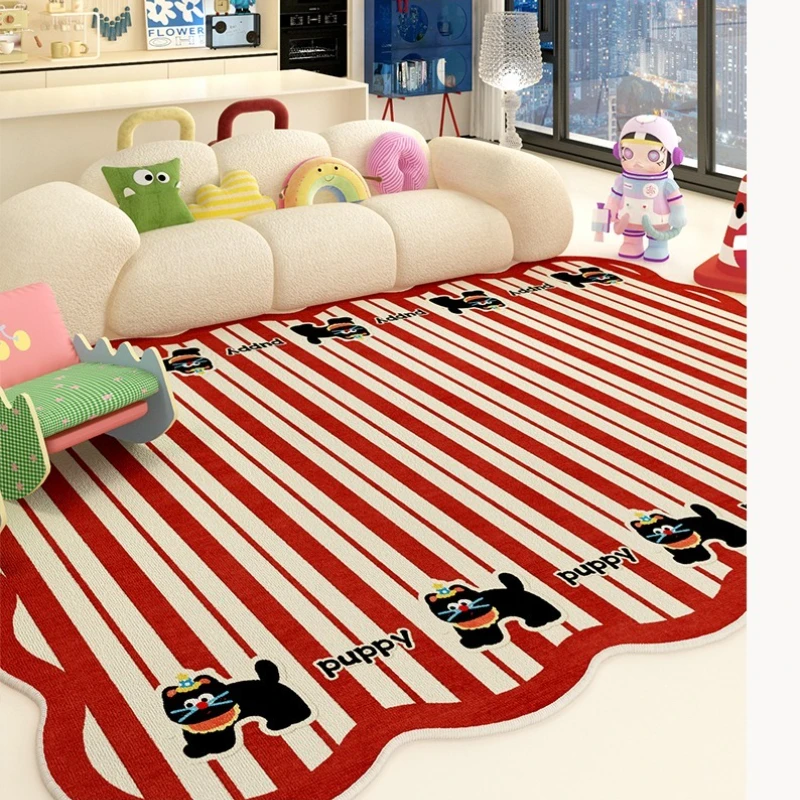 Cute Pink Cartoon Living Room Carpet Large Area Wave Shaped Bedroom Bedside Floor Mat Dopamine Home Sofa Soft Rug Ковер Tapis 러그