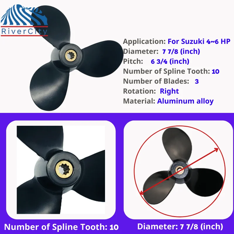 Viviance Marineboot Propeller 7 1/2 x 7 für Suzu-ki