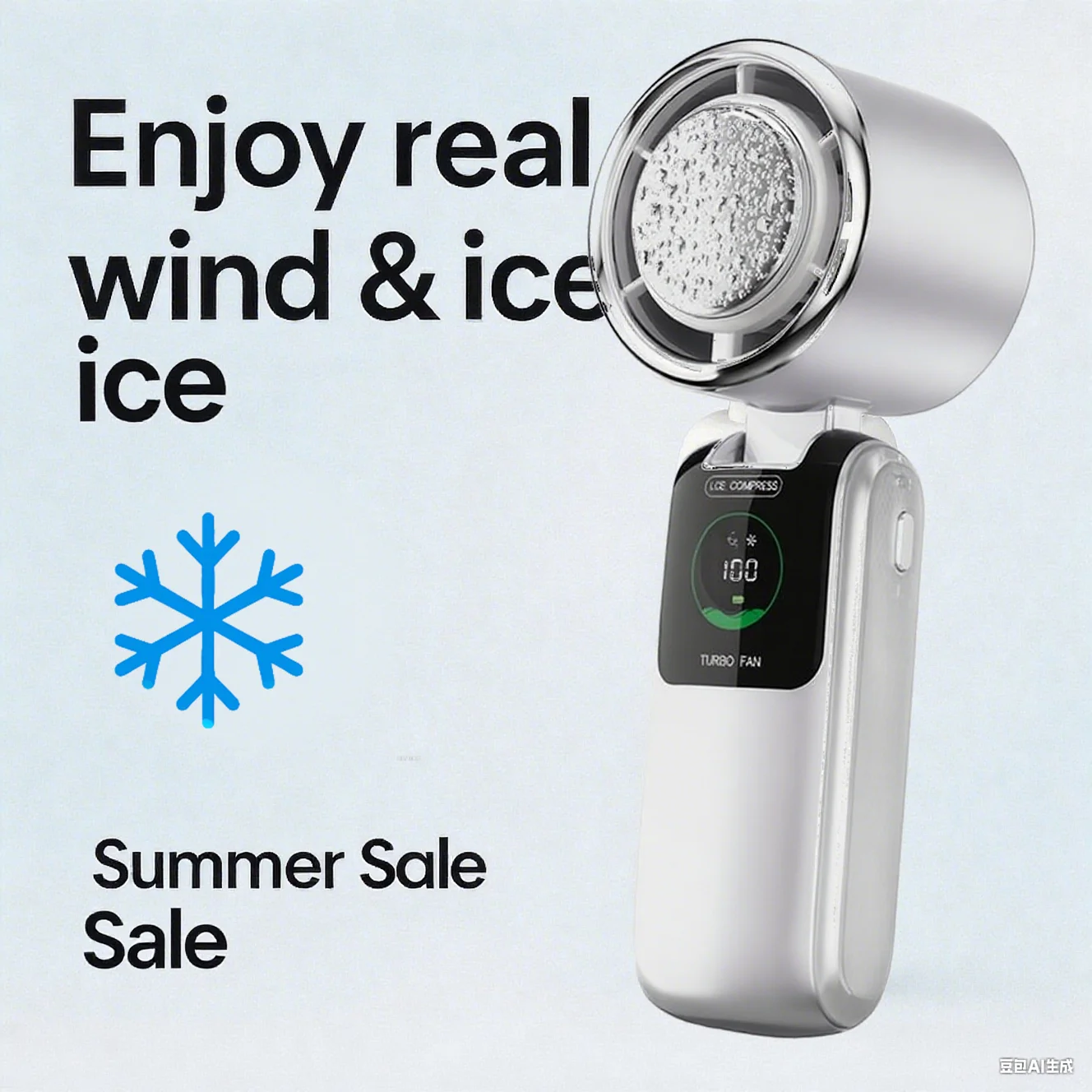 Handheld High Speed Cooling Fan 3600mAh Battery 9H Long Battery Life LED Display One Touch Cooling Foldable & NeckHanging Design