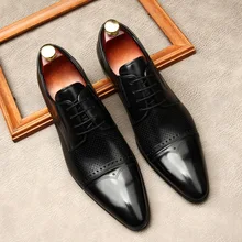  New Men's Bullock Style Leather Shoes Shoes Men Spring Autumn Handmade Leather Lace-Up British Formal Business Shoes 38-45 