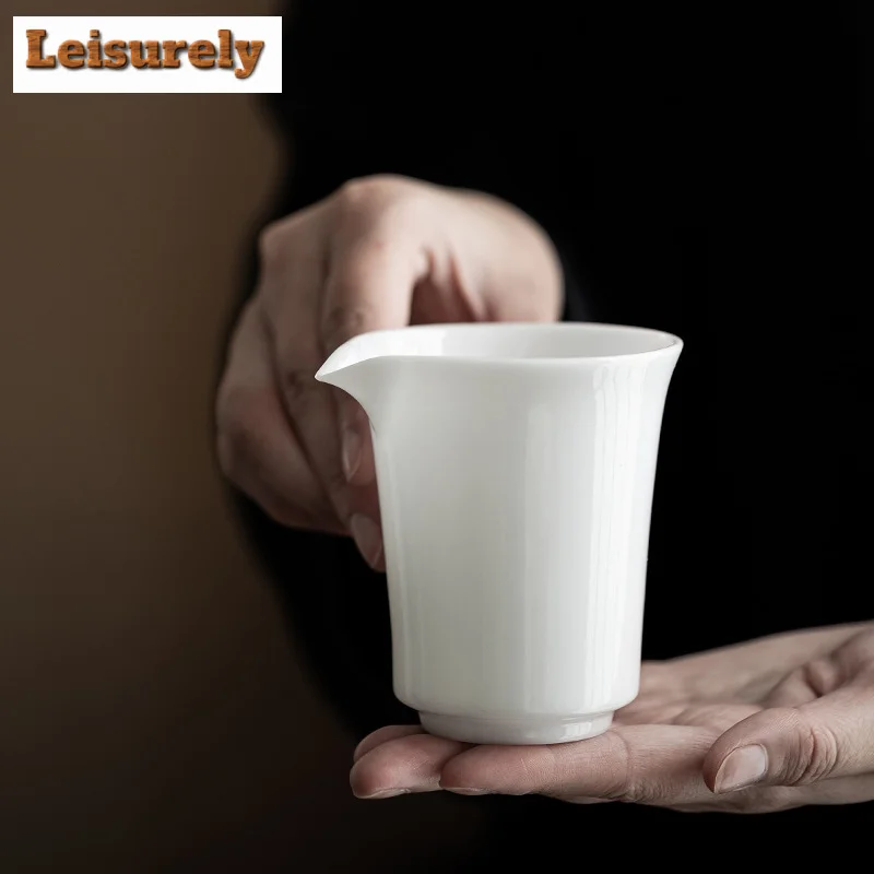 200ml Ice Seed Jade Porcelain Tea Pitcher Handmade Chinese White  Cha Hai Justice Cup White Tea Drinkware Decoration Supplies
