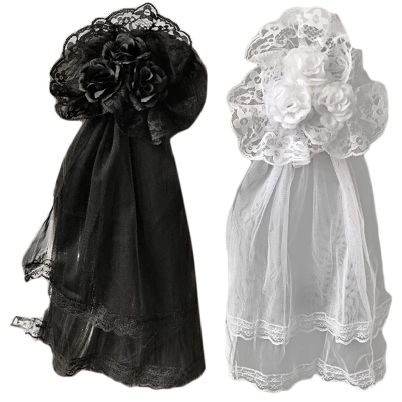 

Headdress Rose Hairpin Lace Veil Hairpin Halloween Party Hair Accessories