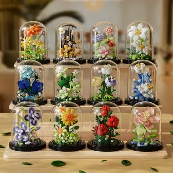 Building block flower eternal rose small particle building block assembly toy Birthday Christmas gift desktop decoration 1