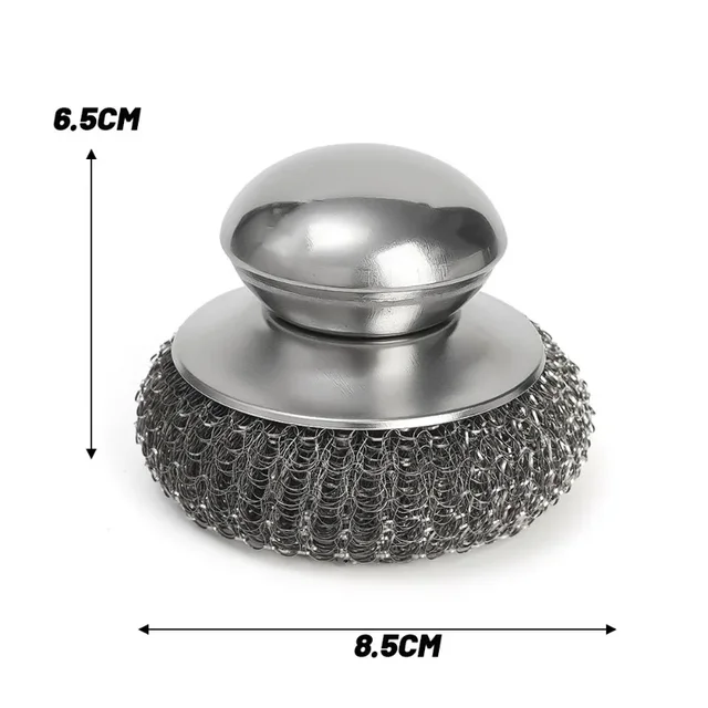 Brosse de cuisine en acier inoxydable, avec poignées, boule métallique pour la vaisselle, épurateur métallique robuste, outil de nettoyage de casserole domestique, 5/1 pièces 6