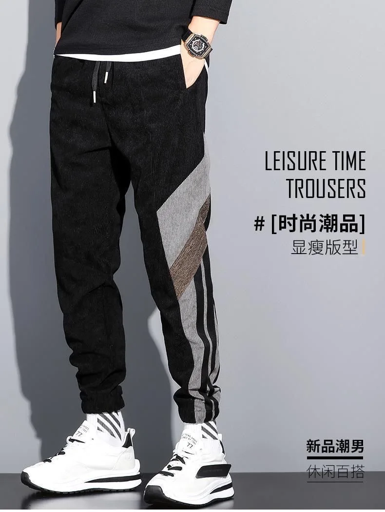 The new Korean version of the spring 2022 trend, nine minute trousers, men's loose-fitting campaign, popular logo casual trouser combat trousers