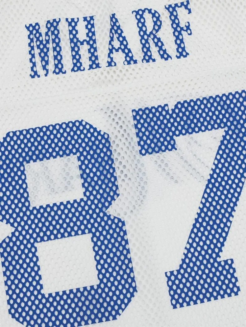 イングランド代表 ホワイトメッシュウェア White Flourish Letter Printed Mesh Jersey American Retro