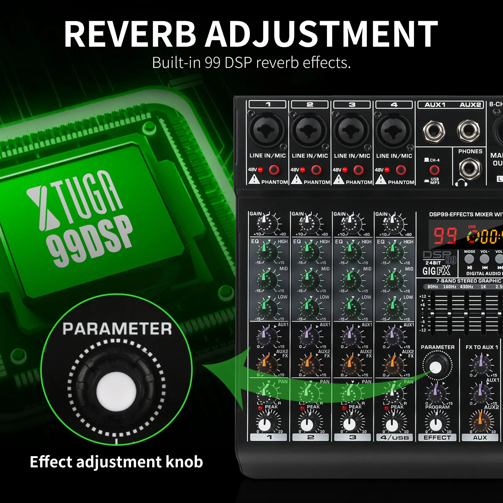 XTUGA TS7 7チャンネル アナログミキサー Amazon.com: XTUGA TS7 Professional Audio Mixer Sound Board