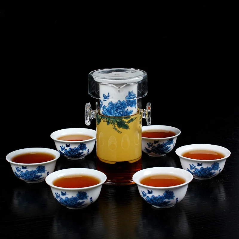 Glass Quik Cup Heat Resistance Borosilicate Porcelain Tea Sets with Filter Coffee Black Tea Pot Chinese Kung Fu Teaports Teacup
