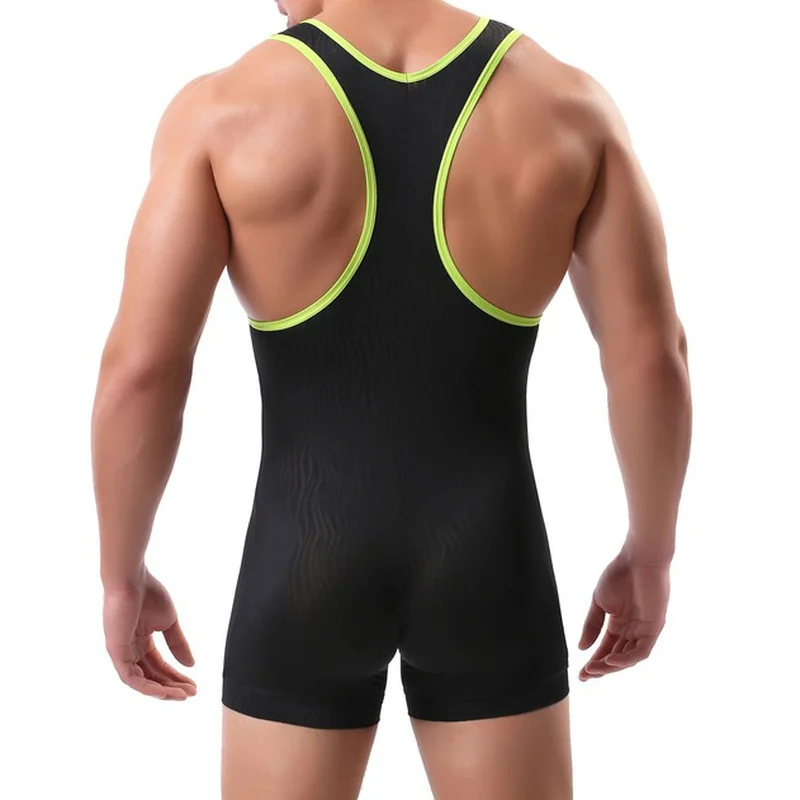 Men Jumpsuits Leotard Wrestling Singlet Penis Pouch Bodysuits Shorts Costume Overalls Sports Gym Underwear Sleepwear Undershirts