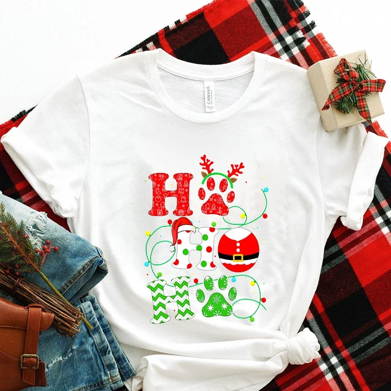 

Новая женская футболка с изображением собачьих любимых рождественских собачьих лап, Милая футболка, модный Женский Повседневный Топ, футболки с мультяшным рисунком