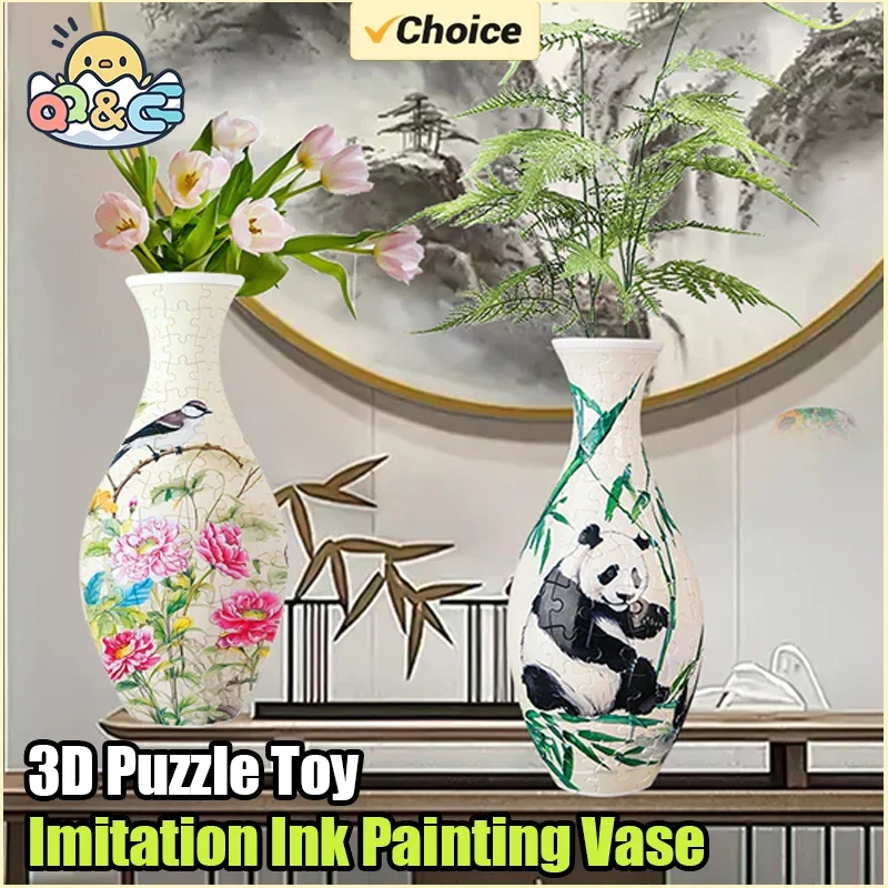 3D Porcelain Puzzle Flower Vase Made Plastic Home Decoration