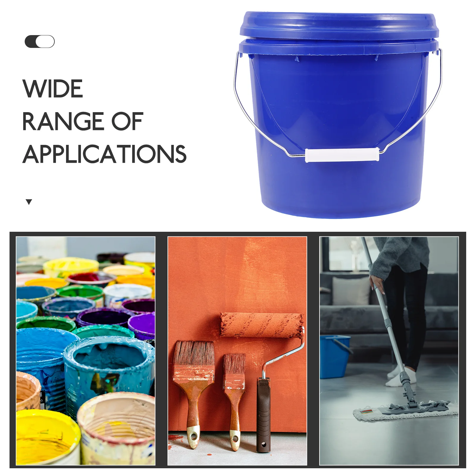 Plastic Bucket With Handle Lid Paint Storage Bin For Art Painting Pigment Container Round Empty Paint Can Outdoor Use