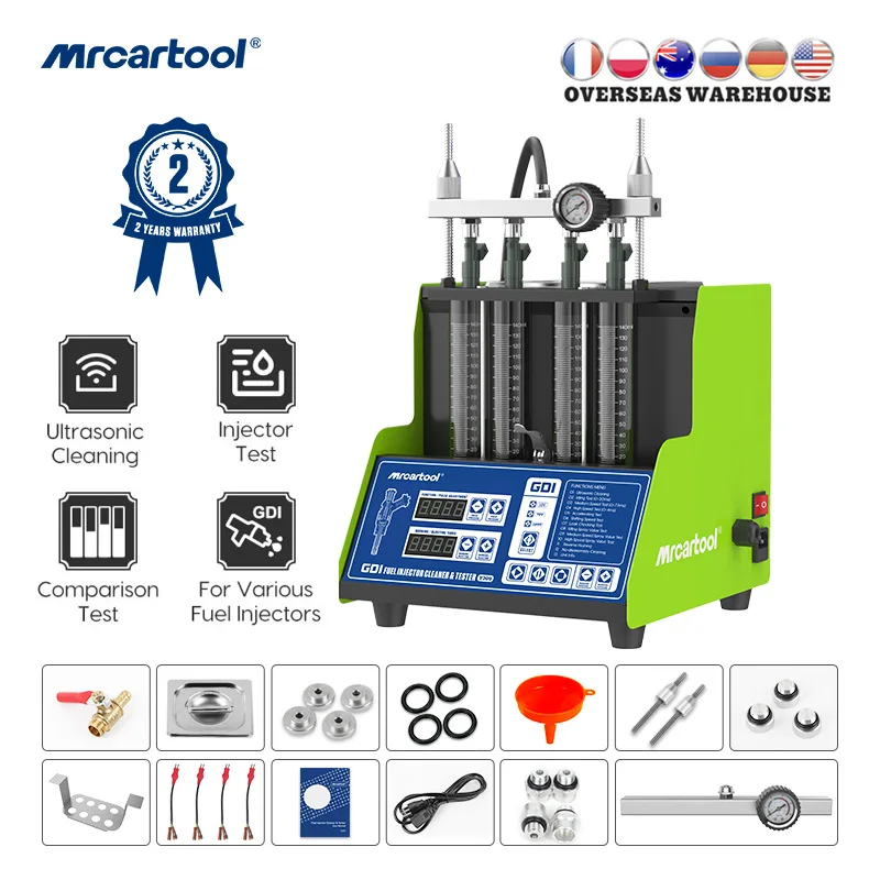 

MRCARTOOL V309 4 Cylinders GDI Car 110V/220V Injector Ultrasonic Cleaner Ultrasonic Heating Cleaning Machine Fuel System Tester