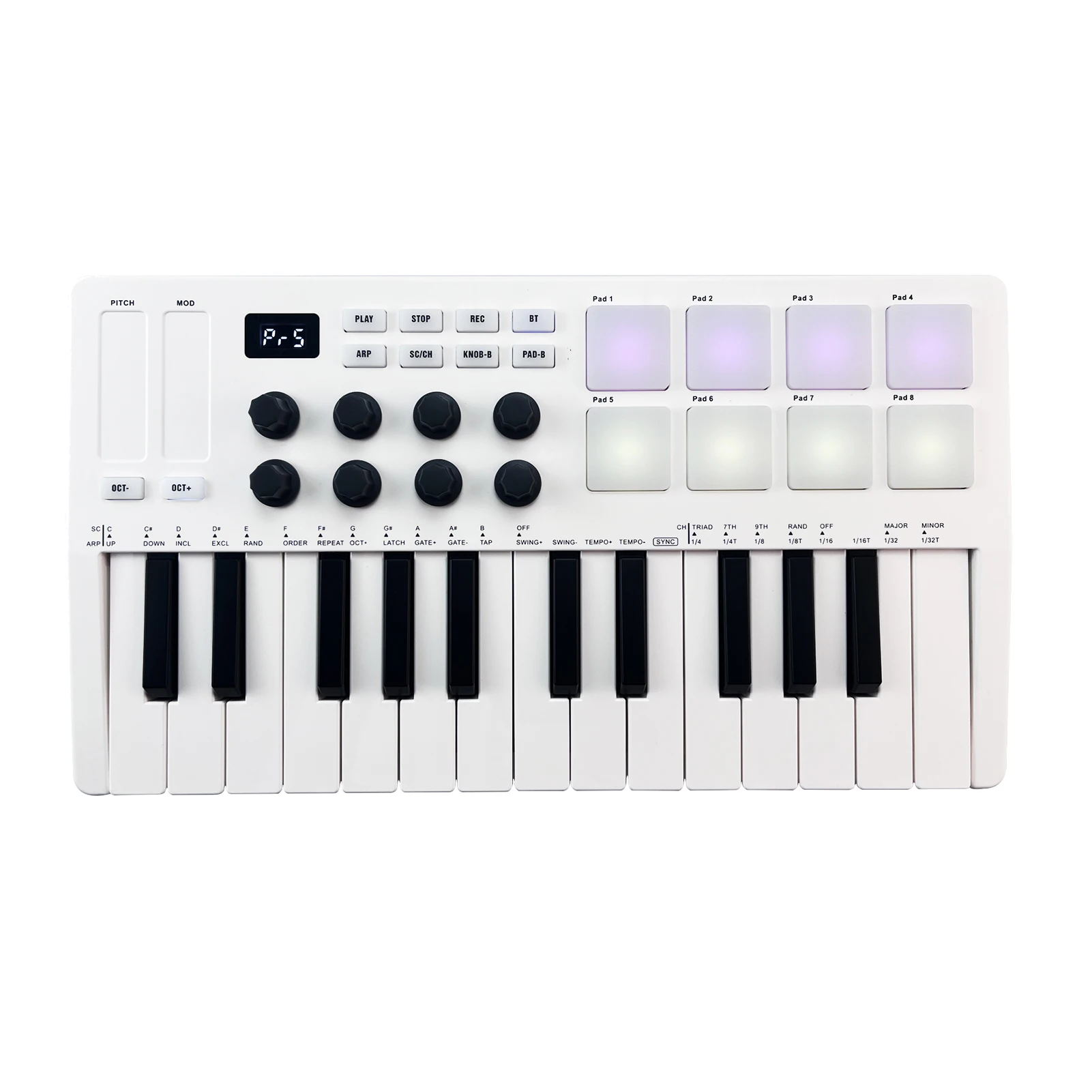 M-VAVE 25-Key MIDI Control Keyboard Mini USB with 25 Velocity Sensitive Keys 8 RGB Backlit Pads 8 Knobs