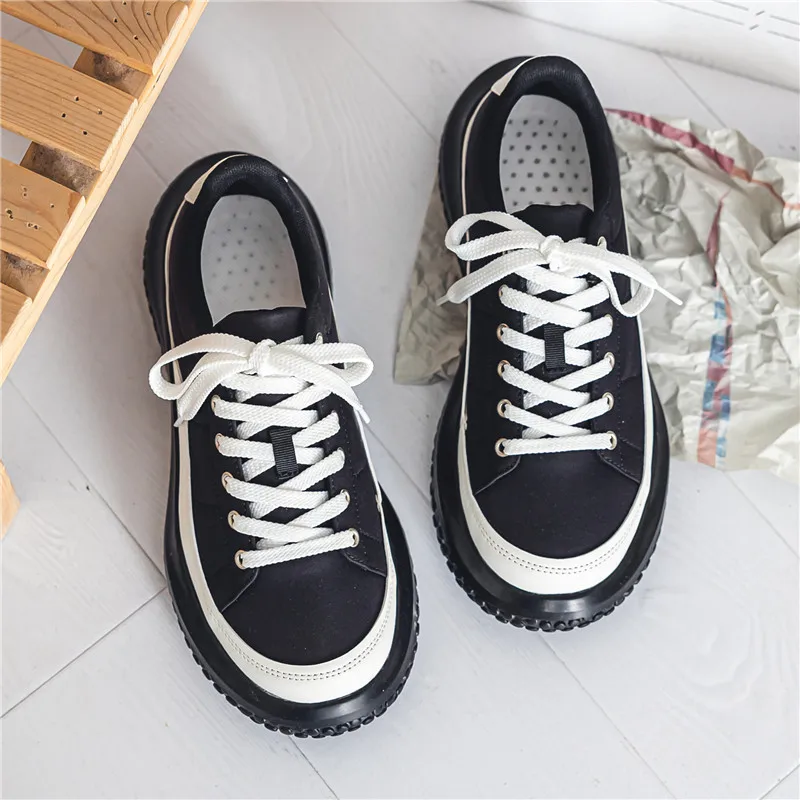 Spring Retro Canvas Shoes Large Toe Cap Men's Shoes Broad Ugly